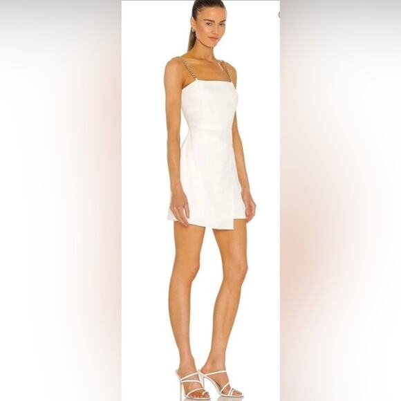 Amanda Uprichard Revolve Mini Asymmetrical Stilla Wrap Dress Chain Size Large - Picture 2 of 8